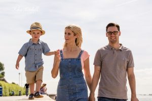 family walking on Chalwell beach