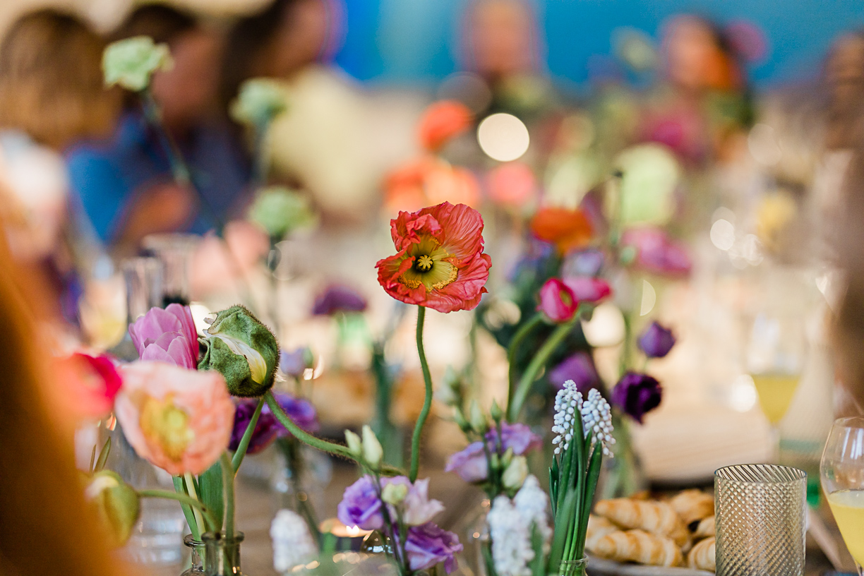 flowers on table at Astley Clarke press event by Chelmsford photographer Kika Mitchell photography SS23